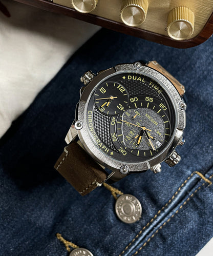 Silk Leather Tempered Glass Quartz Movement Watch
