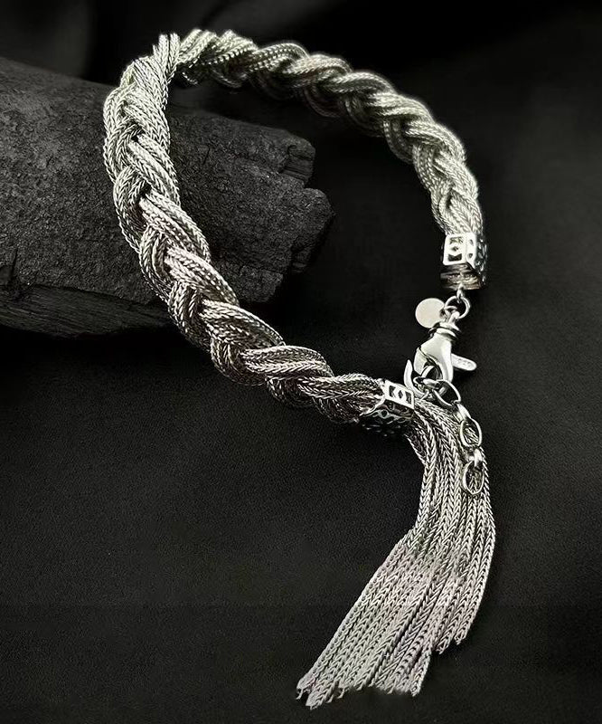 Silk Hand Woven Fried Dough Twist Tassel Charm Bracelet