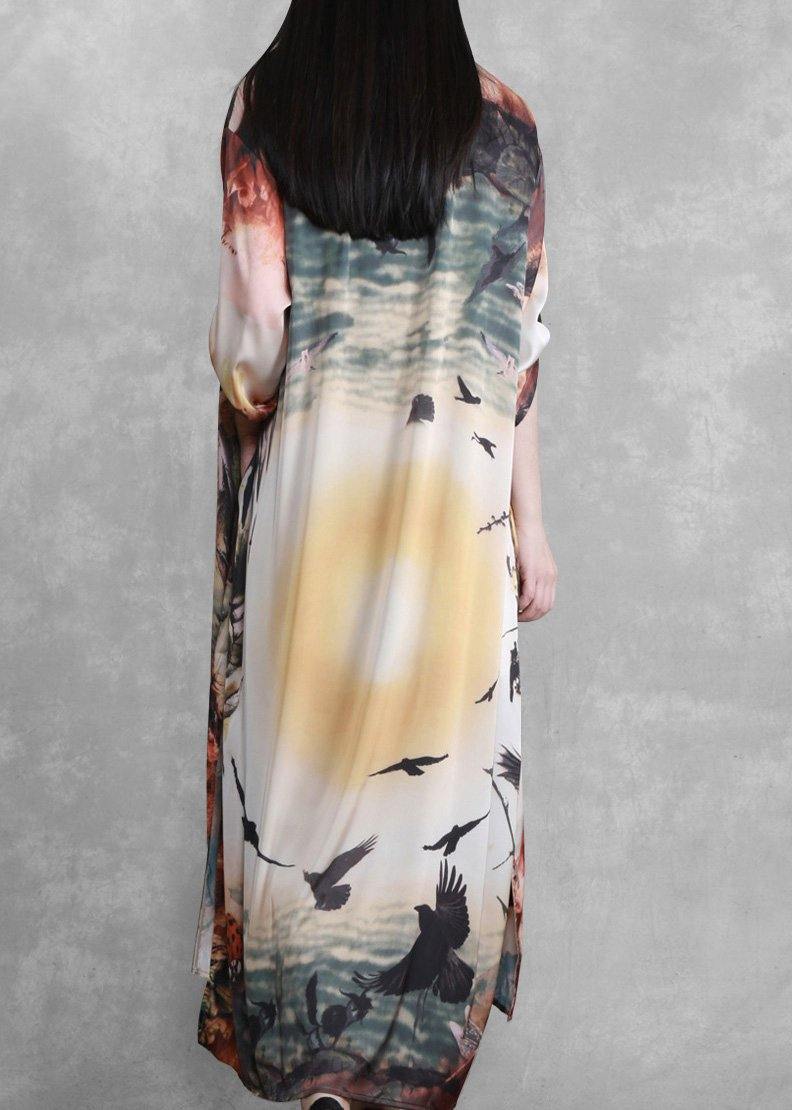 Sunrise Paitings Silk Summer Dresses