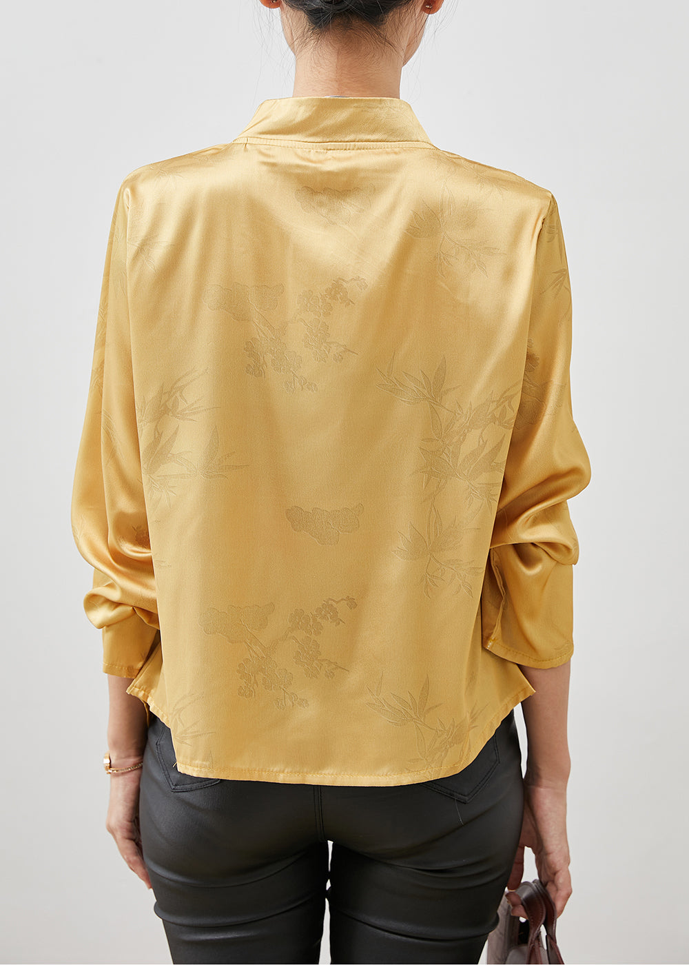 Yellow Asymmetrical Silm Fit Silk Shirt Spring