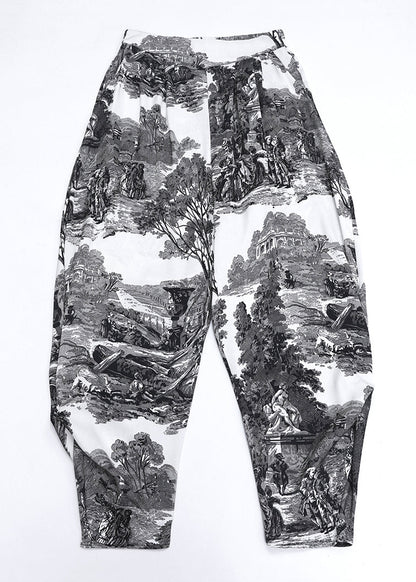 Summer Loose Pockets Landscape Painting Haren Pants