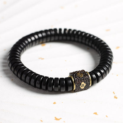 3x8mm Coconut Shell Bracelet for Positive Intentions