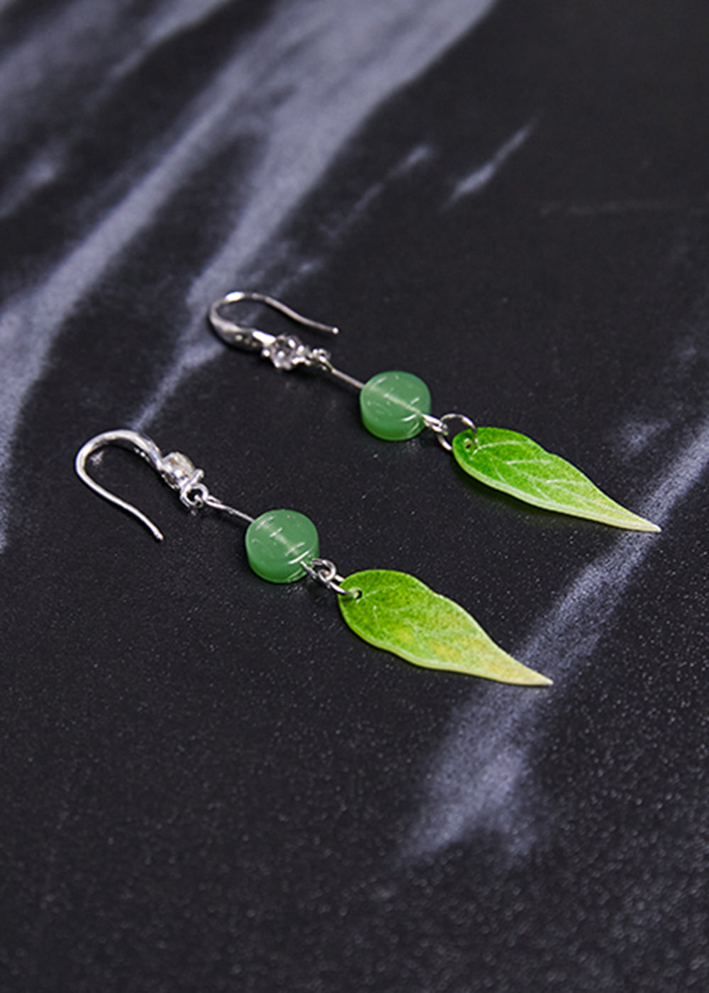 Zircon Green Leaf Acrylic Drop Earrings