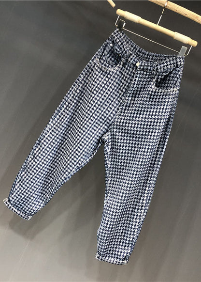 Loose High Waist Striped Patchwork Harem Jeans Fall