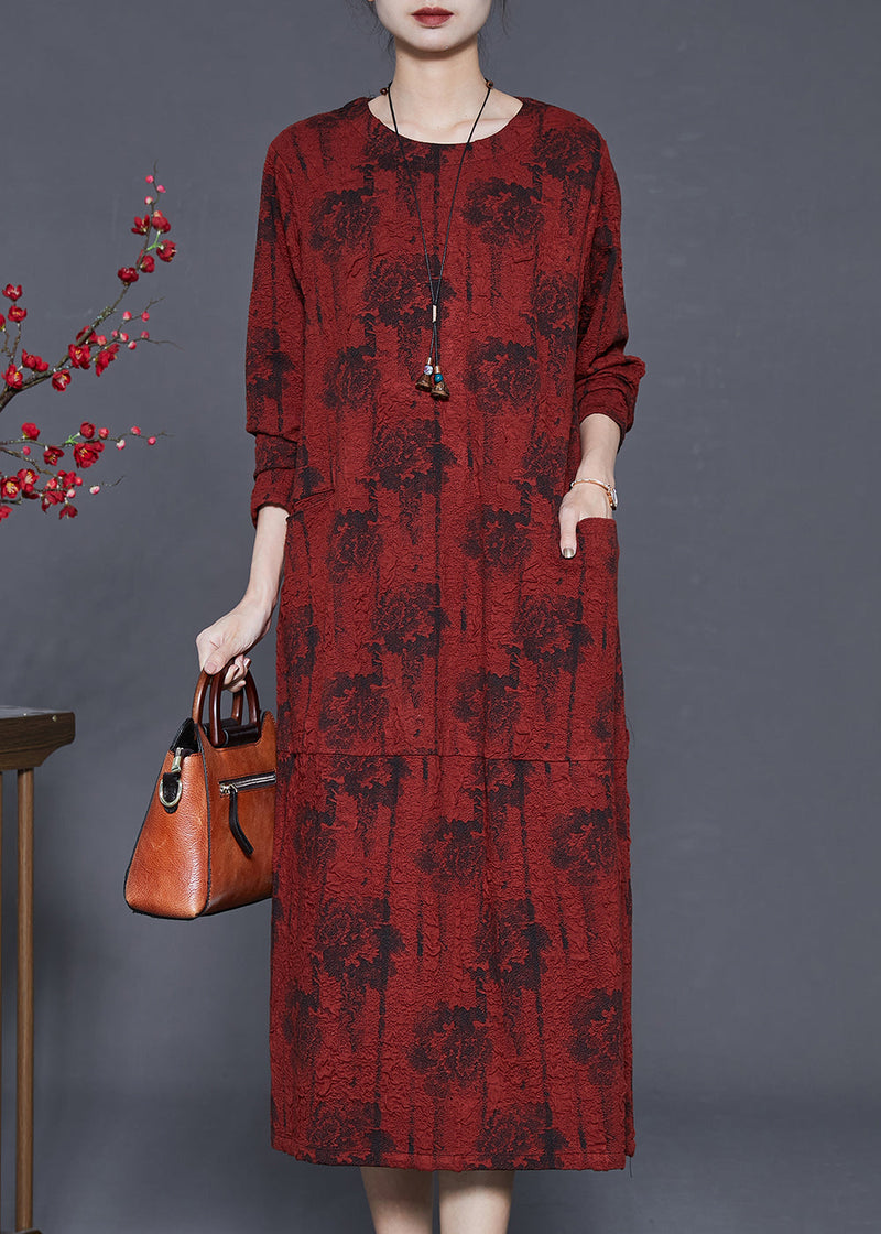 Mulberry Oversized Jacquard Spandex Holiday Dress Fall