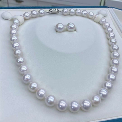 9.5-12mm Classic Aaa Grade Freshwater Pearl Necklace & Earrings