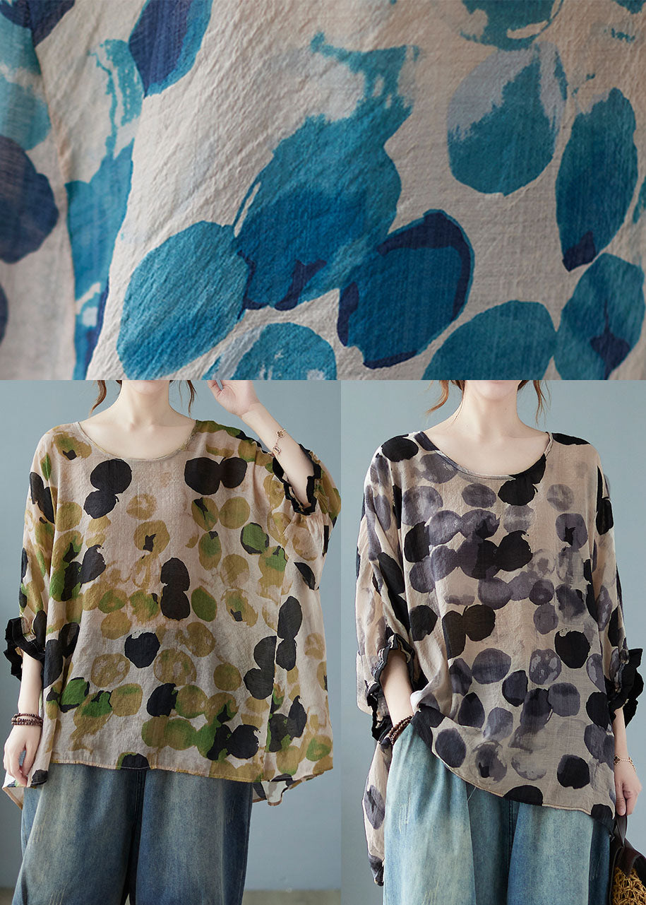Blue Bat Wing Sleeve Asymmetrical Design Top
