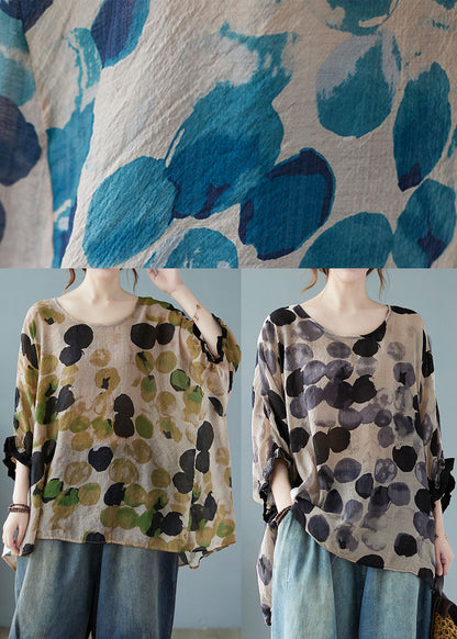 Blue Bat Wing Sleeve Asymmetrical Design Top