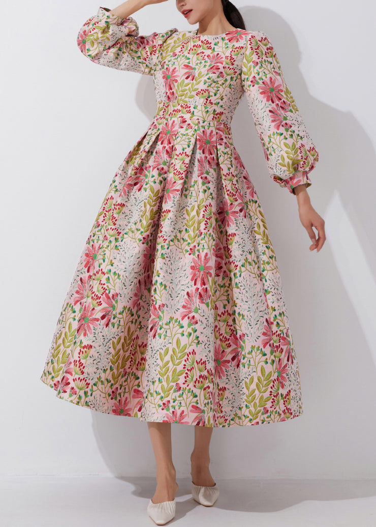 Multi O-neck Embroidered High Waist Dress Spring