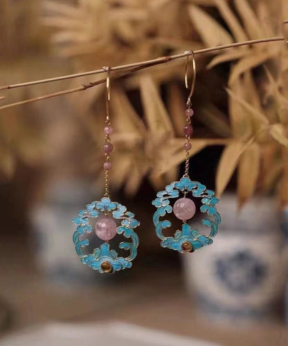 Pink Sterling Silver Overgild Coloured Glaze Enamel Drop Earrings