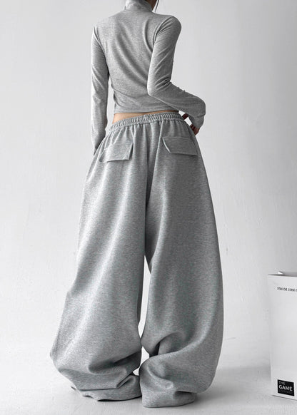 Grey Oversized Cotton Harem Pants Fall
