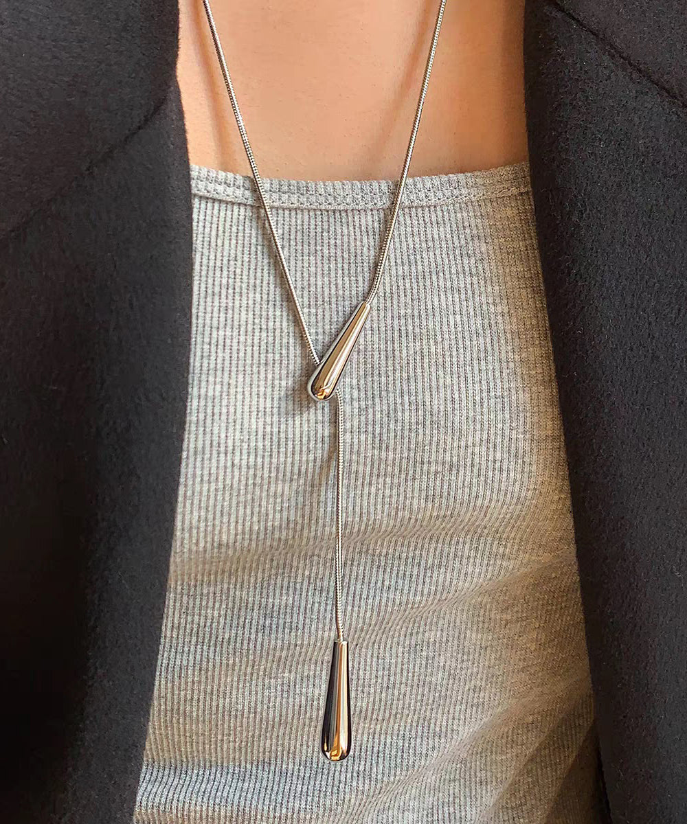 Silk Copper Water Droplet Retractable Pendant Necklace
