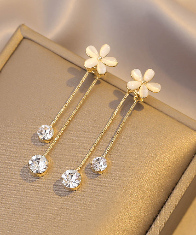 Modern White Alloy Opal Tassel Drop Earrings