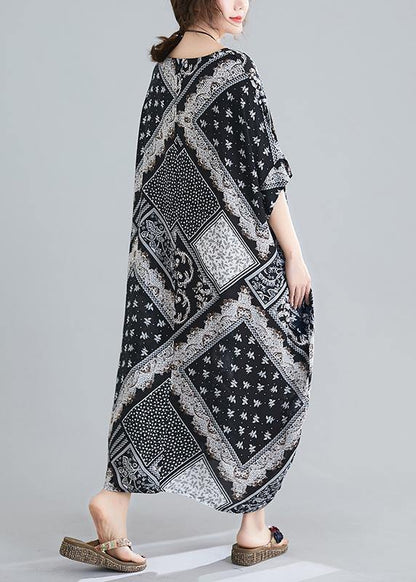 O Neck Summer Quilting Dresses Photography Black Print Traveling Dress