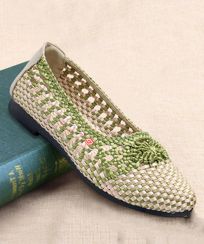 Handmade Knit Fabric Flat Shoes Splicing Hollow Out