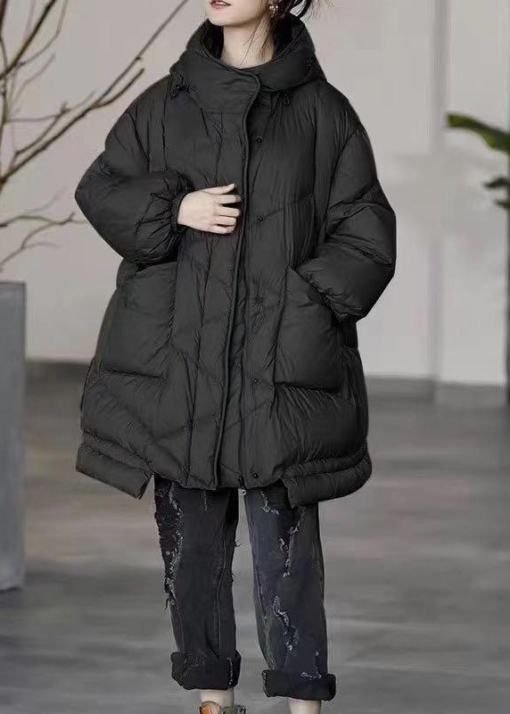 Khaki Oversized Pockets Duck Down Puffer Jacket Winter