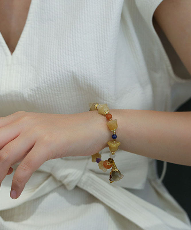 Golden Silk Jade Lily of the Rings Charm Bracelet