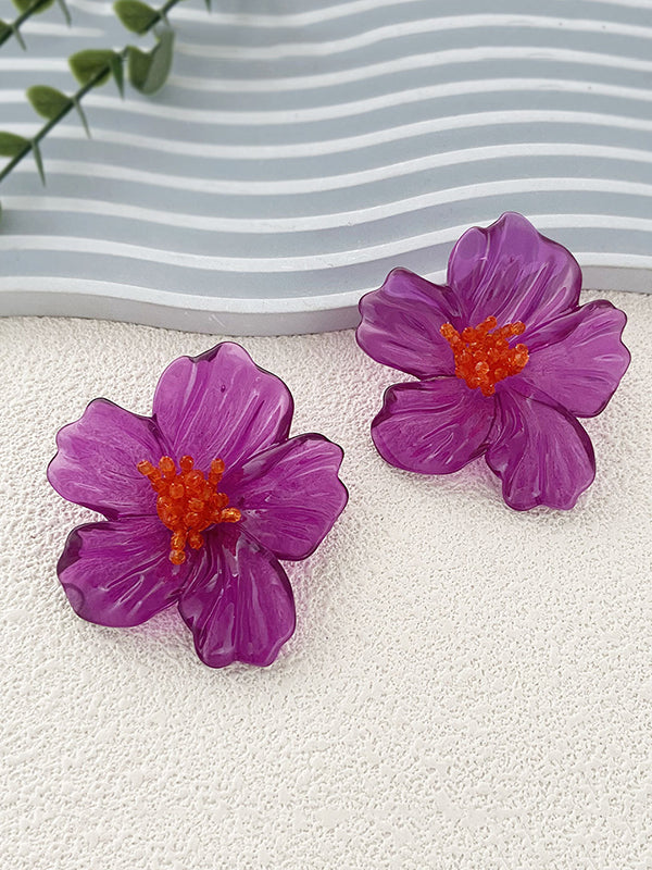 Flower Shape Slightly Sheer Earrings Accessories