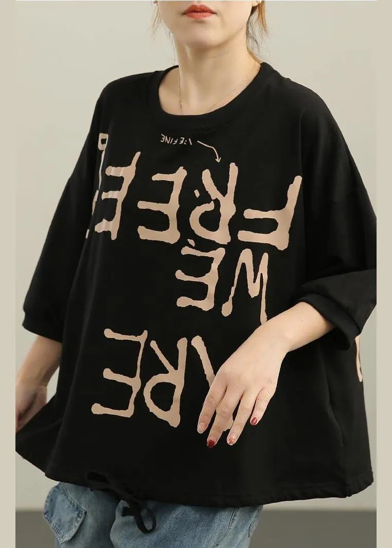 Diy Black Drawstring Cotton Top Summer