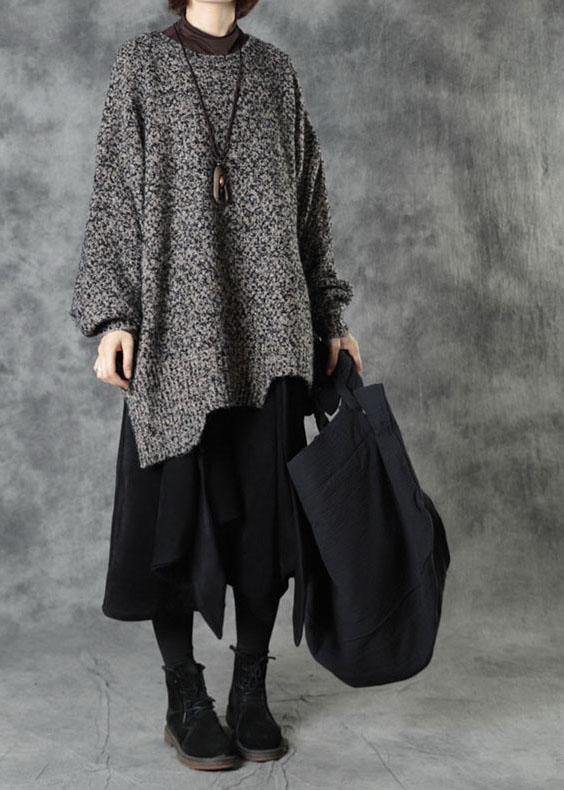 Black Elastic Waist Asymmetrical Design Fall Pants