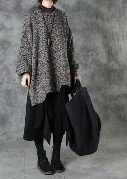 Black Elastic Waist Asymmetrical Design Fall Pants