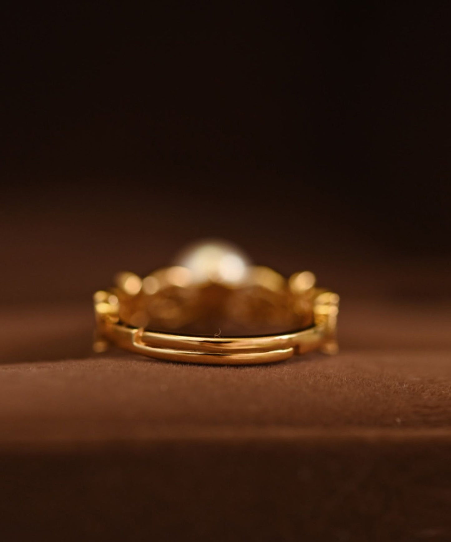 Pearl Hollow Out Adjustable Gold Plated Rings