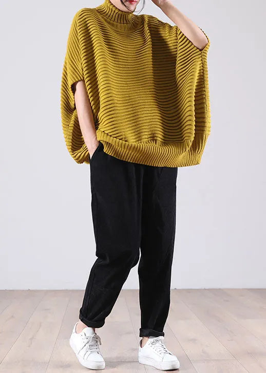 Yellow Turtle Neck Sleeveless Knit Sweaters