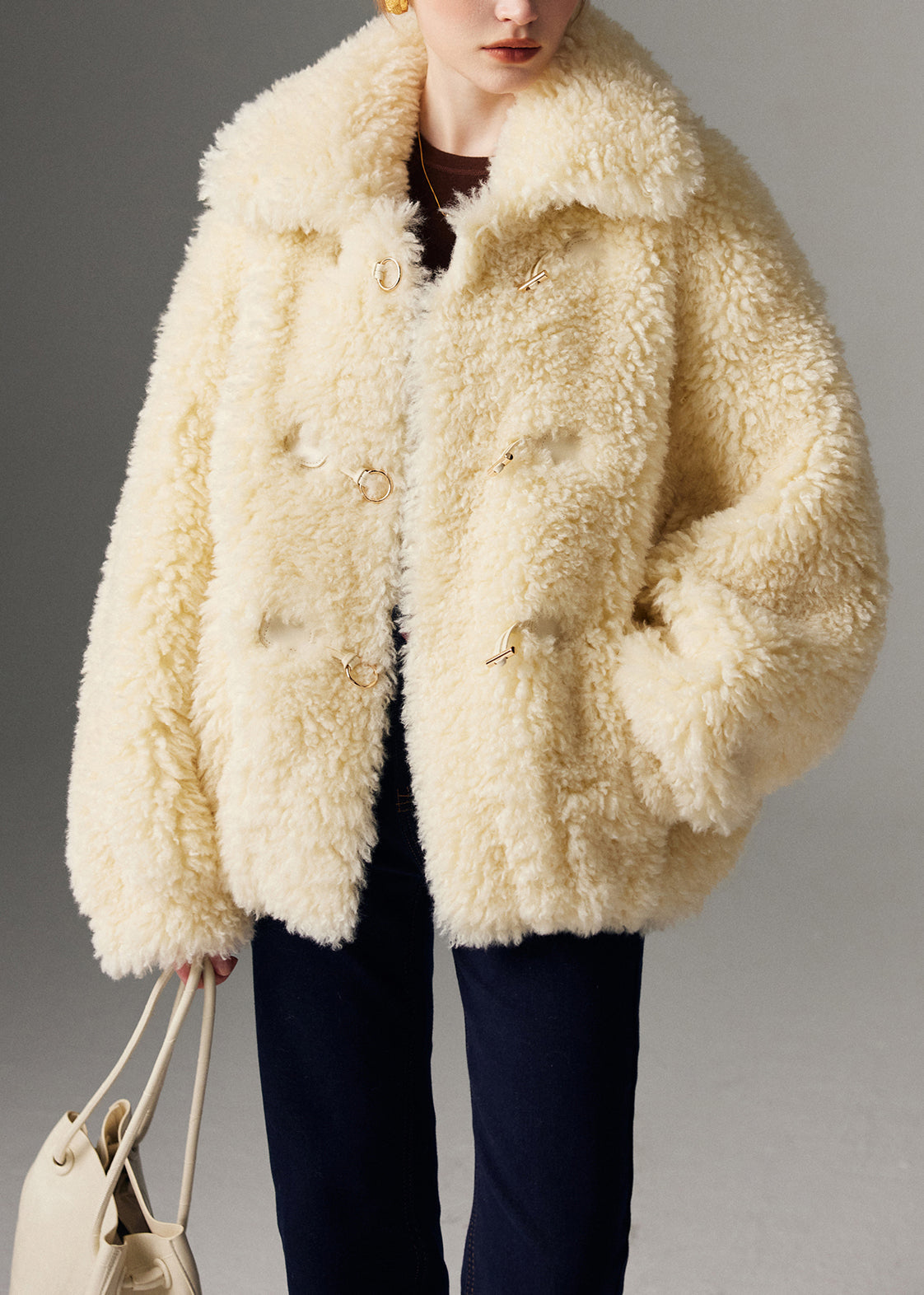 Yellow Oversized Warm Teddy Faux Fur Coats Winter