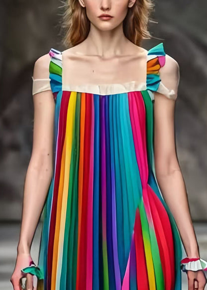 Rainbow Oversized Wrinkled Cami Dress Summer