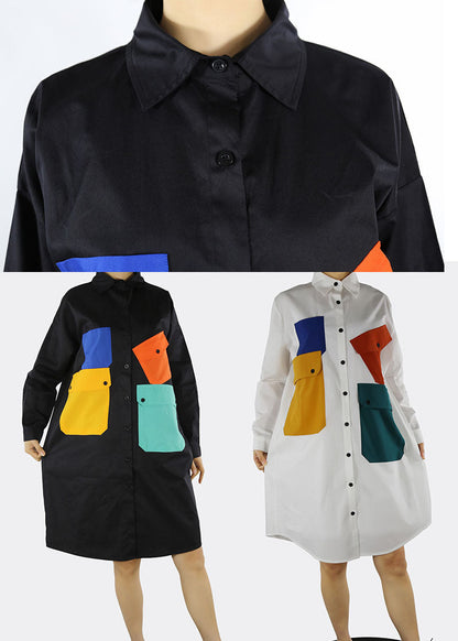 White Peter Pan Collar Button Shirt Dress Spring