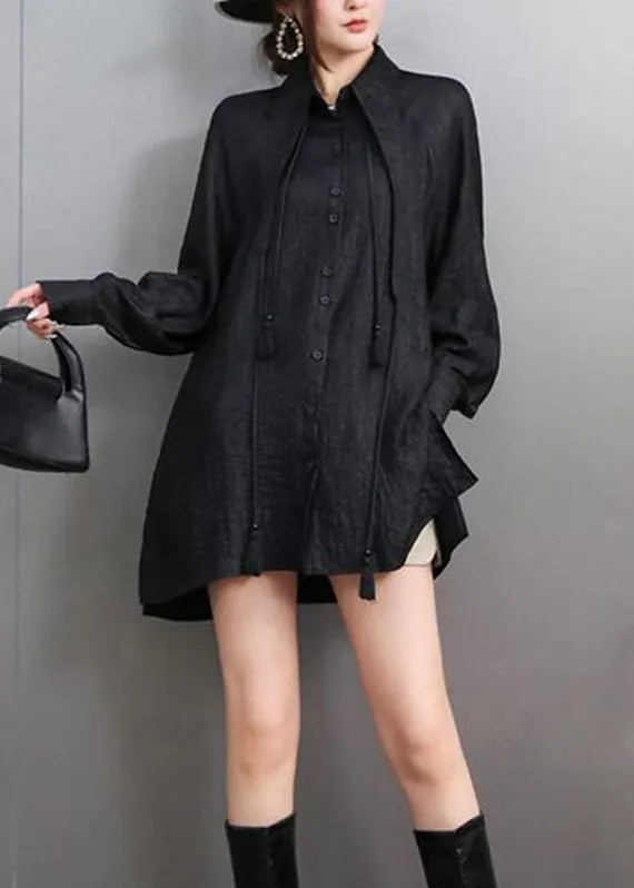 Brief White Peter Pan Collar Tassel Shirts Fall