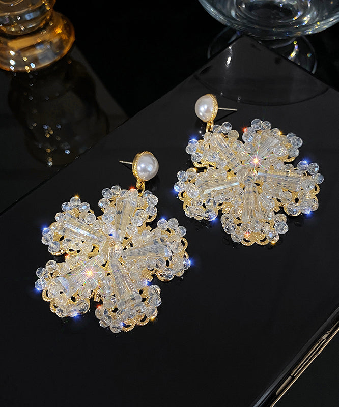 Gold Sterling Silver Zircon Pearl Coloured Glaze Hoop Earrings