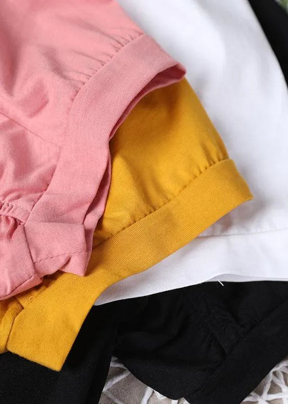 Diy Pink Cinched Cotton Shirt Top Summer Short Sleeve