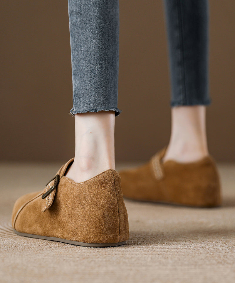 New Light Camel Suede Platform Haken Shoes