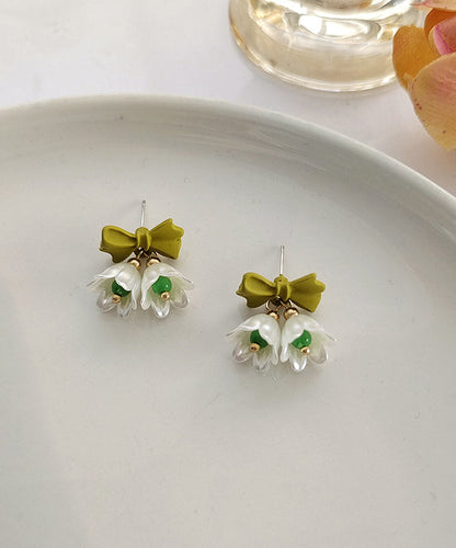 Colorblock Alloy Resin Bow Stud Earrings