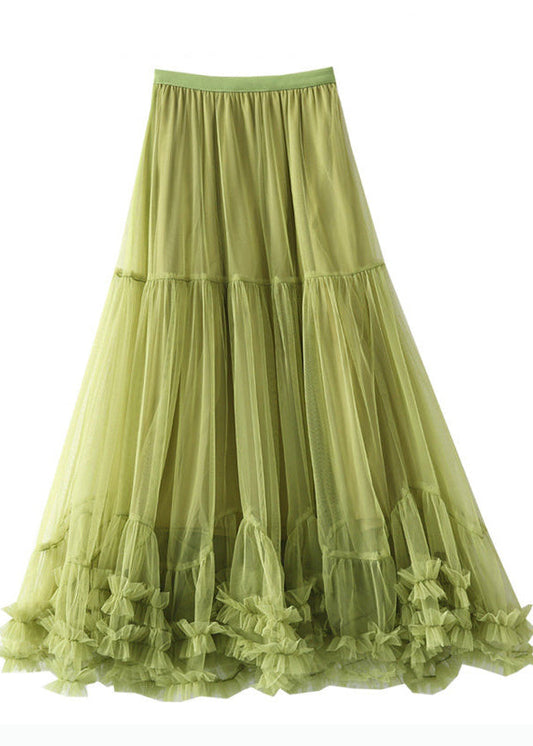 Organic Grass Green Ruffled Exra Large Hem Tulle Holiday Skirt Spring