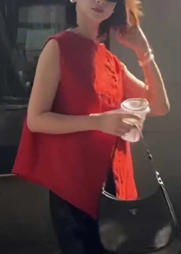 New Red O-neck Wear on Both Sides Tank Summer