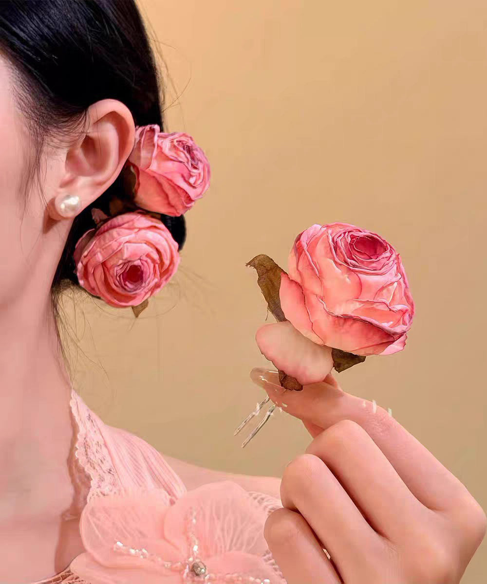 Pink Alloy Rose a Pair Hairpin