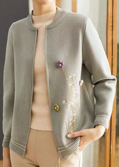 Blue Zip Up Woolen Coat Outwear Long Sleeve