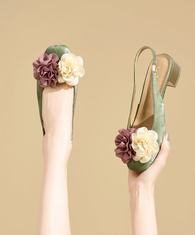 Green Splicing Chunky Sandals