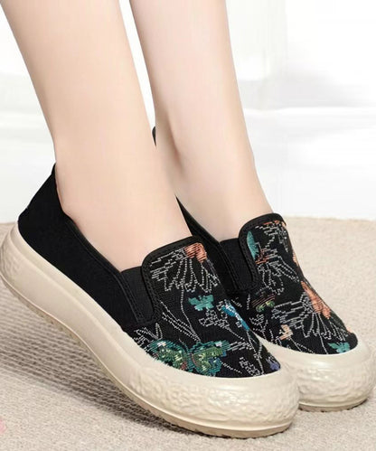 Jacquard Flat Feet Shoes Beige Cotton Fabric