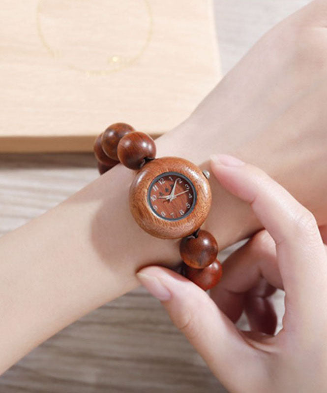 Black Sandalwood Hollow Out Quartz Movement Watches