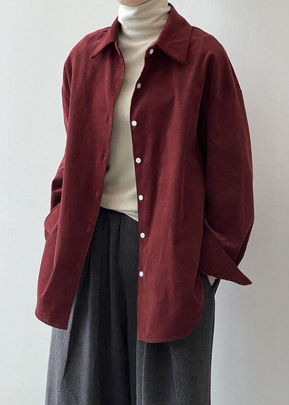 Caramel Button Corduroy Shirts Long Sleeve