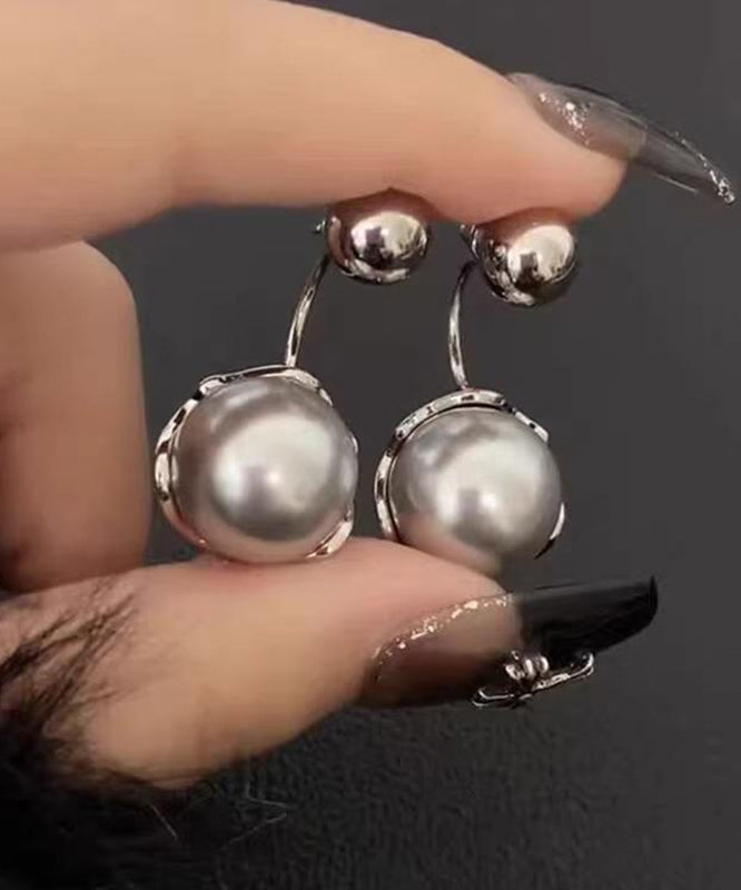 New Grey Sterling Silver Pearl Stud Earrings