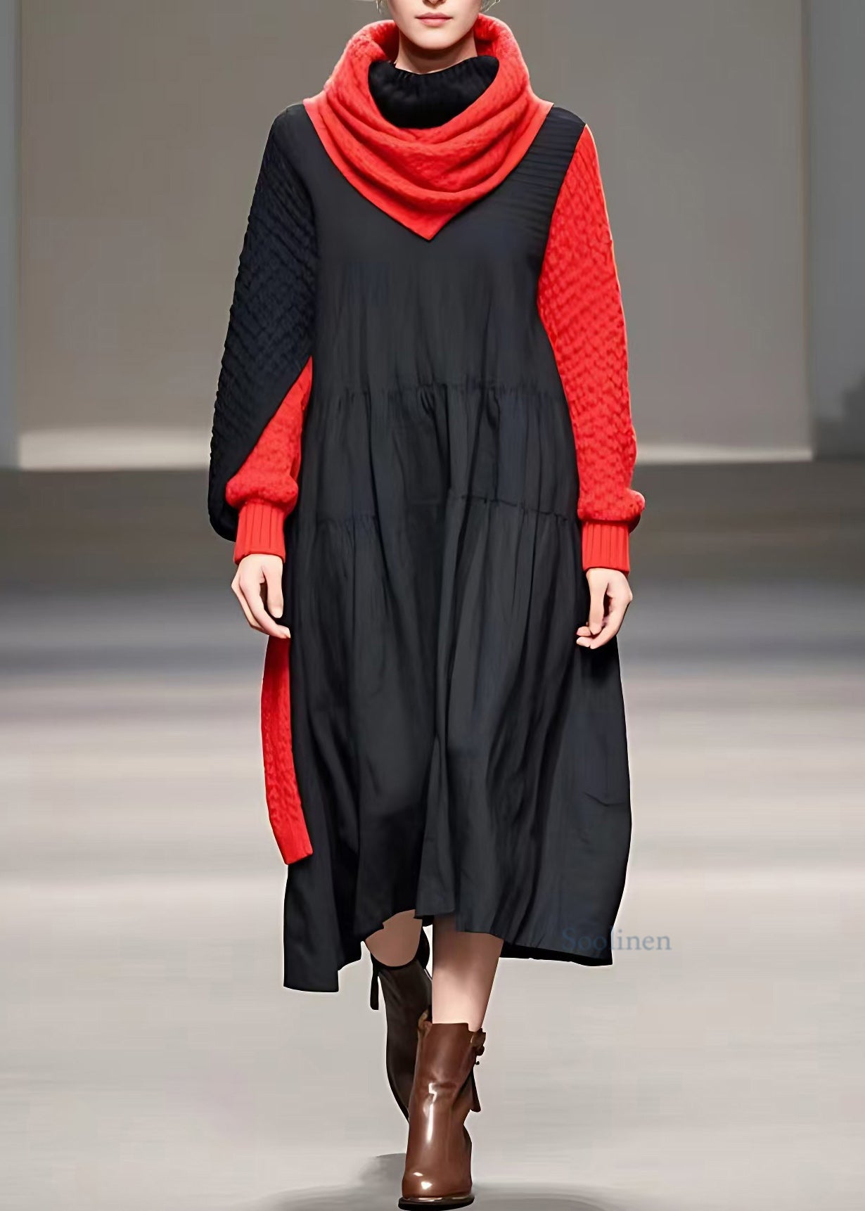Colorblock Patchwork Maxi Dresses Fall