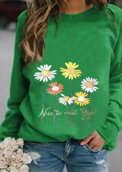 Nice to Meet You' & Daisy Print Sweatshirt
