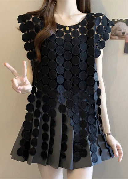 Black O Neck Hollow Out Top Sleeveless