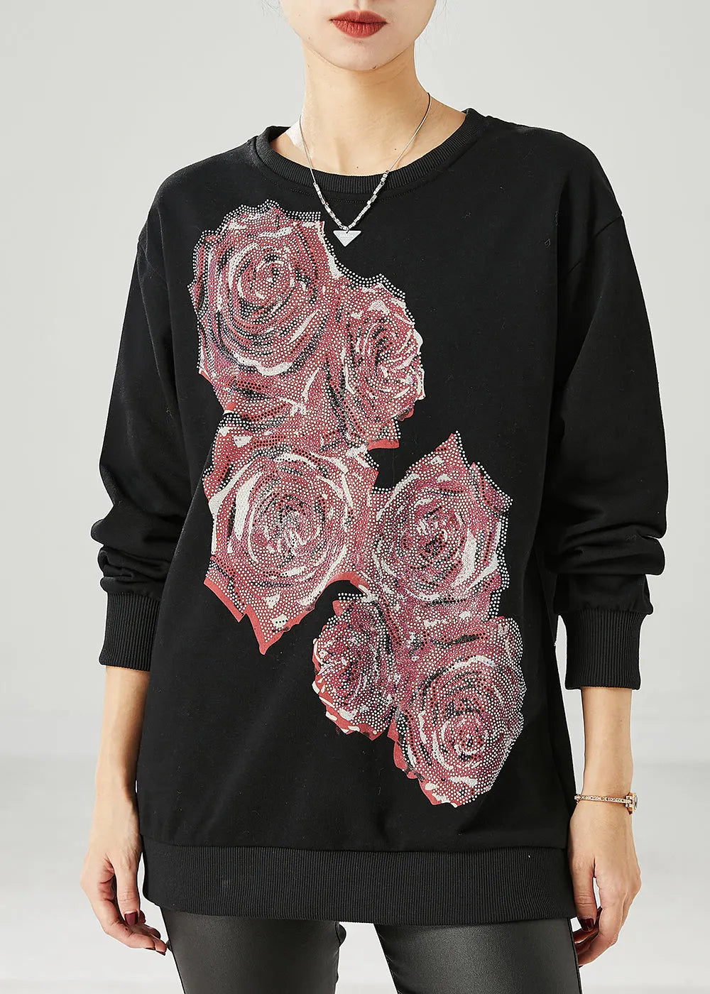 Diy Black Oversized Cotton Pullover Spring