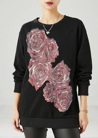 Diy Black Oversized Cotton Pullover Spring