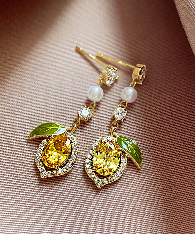 Zircon Silver Overgild Stud Earrings